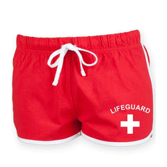 Lifeguard Ladies Retro Shorts 8-18 Red Funny Printed Fancy Dress Costume Outfit