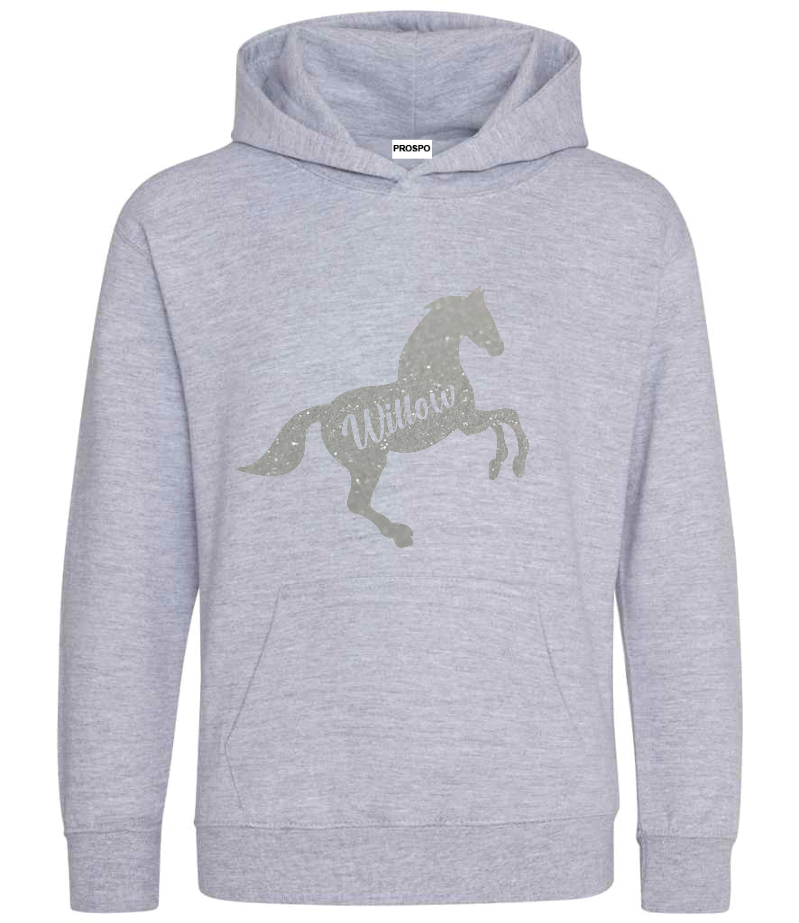 Personalised Glitter Horse Riding Hoodie Girls Boys Hoody Kids Top Jumper