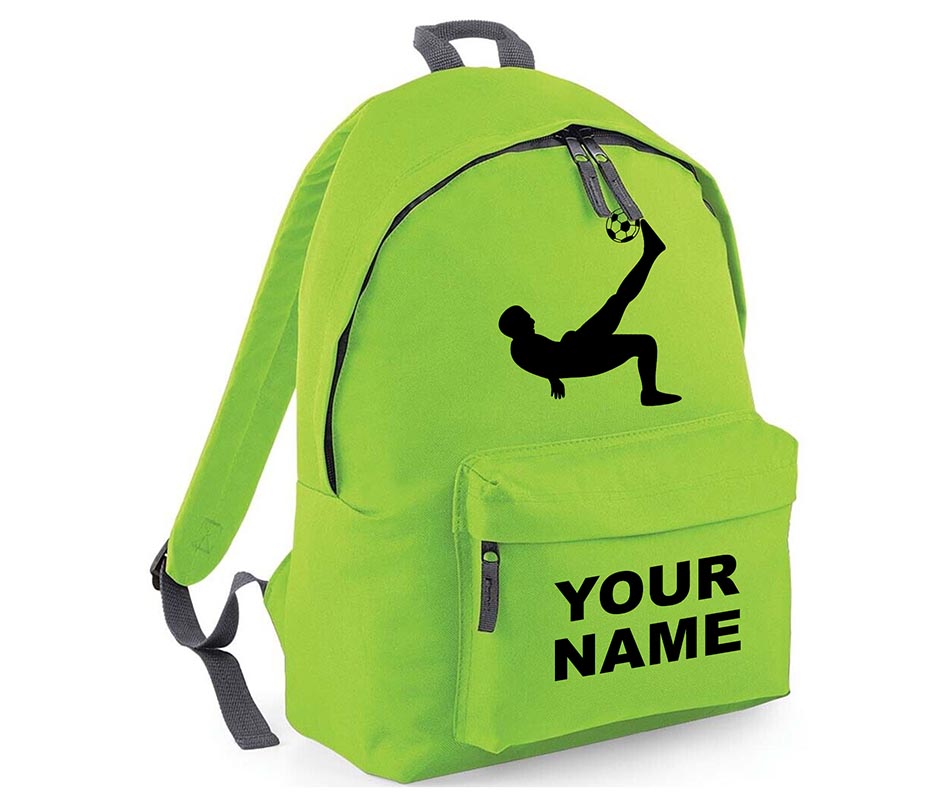 Personalised Football Player School Backpack Bag Kids Any Name Text Girls Boys Rucksack Casual and Travel Bag PE Kit