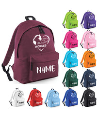 Personalised Equestrian School Backpack Bag Any Name Text Kids PE Kit Girls Boys Gift