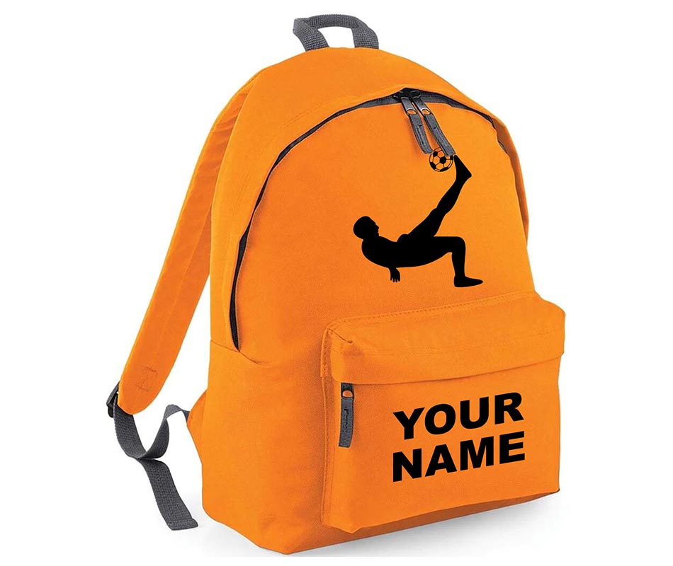 Personalised Football Player School Backpack Bag Kids Any Name Text Girls Boys Rucksack Casual and Travel Bag PE Kit