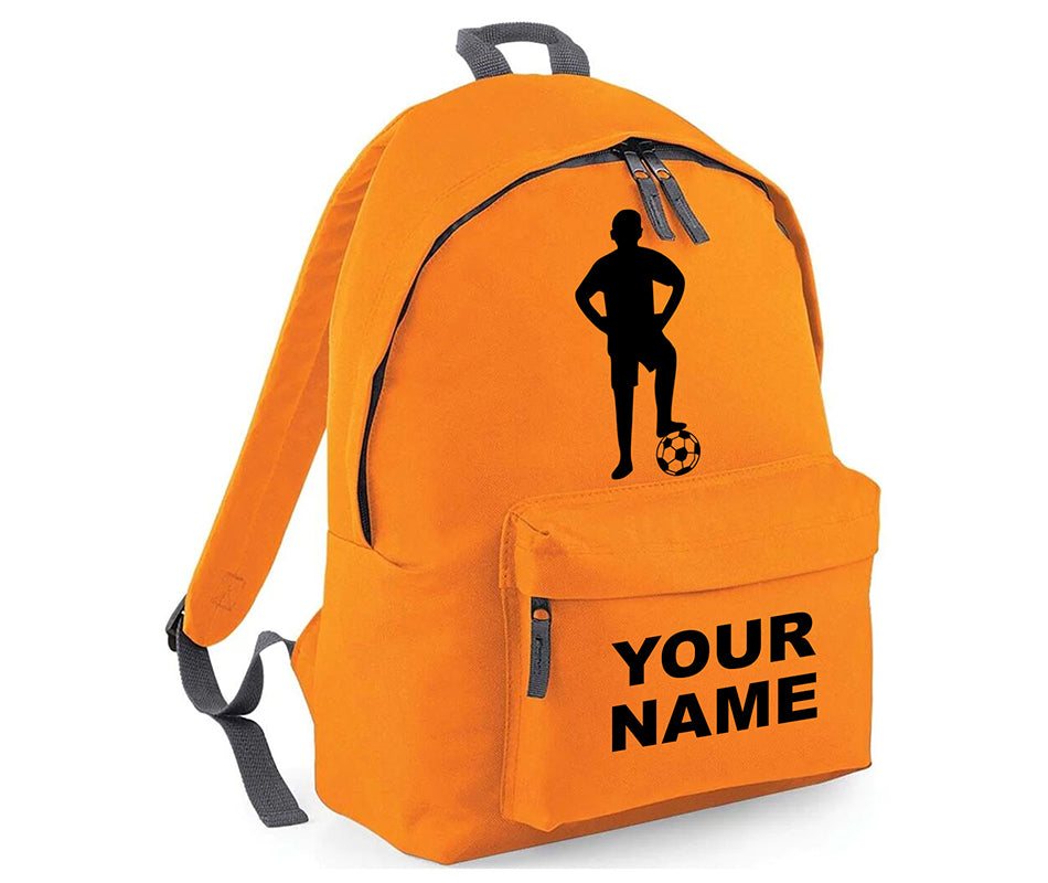 Personalised Football Player School Backpack Bag Kids Any Name Text Girls Boys Rucksack Casual and Travel Bag PE Kit