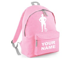 Personalised Football Player School Backpack Bag Kids Any Name Text Girls Boys Rucksack Casual and Travel Bag PE Kit