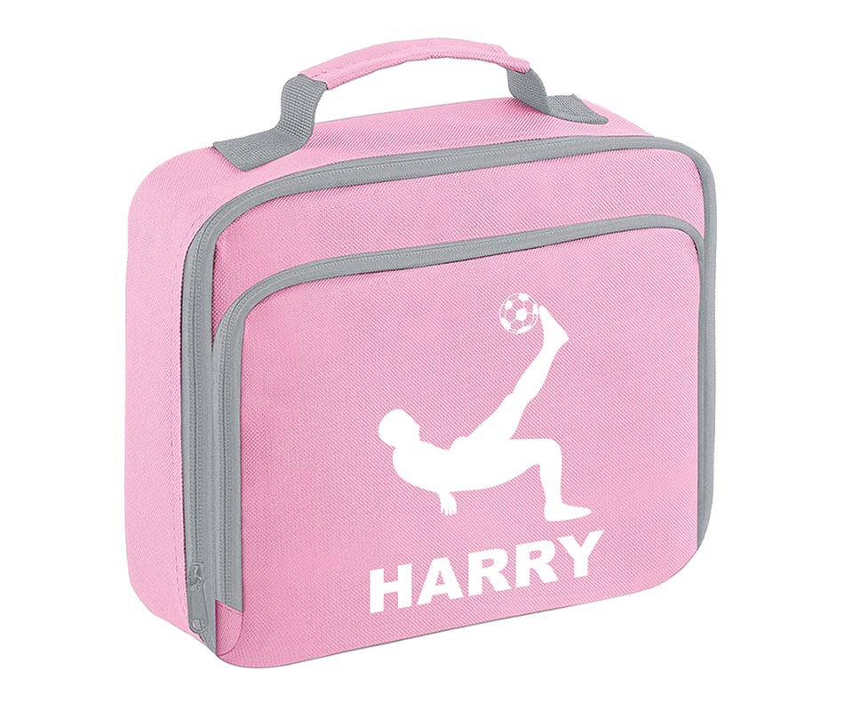 Personalised Football Player Lunch Bag Boys School Insulated Any Name Kids Snack Box