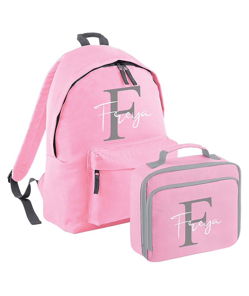 Personalised Initial Name Backpack, Lunch Bag, Drawstring, Water bottle and Pencil Case PE Bag Kids Boys Girls