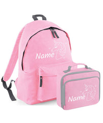 Personalised School Bag Set Girls Backpack Lunch Box Unicorn Gift