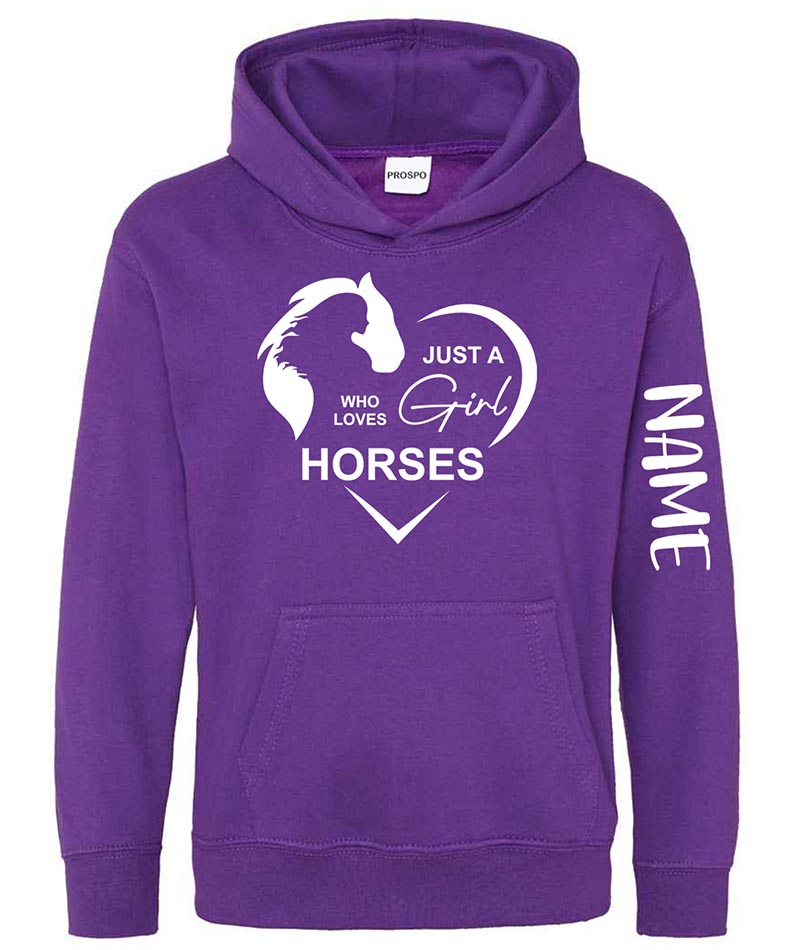 Personalised Equestrian Glitter Hoodie Custom Printed Name Girls Hoodies Jumper