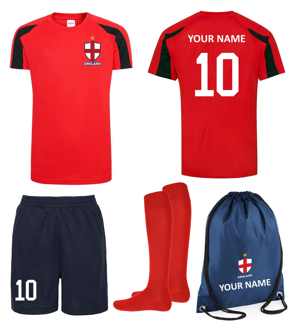 Children Personalised England Flag Badge Sports Football Kits