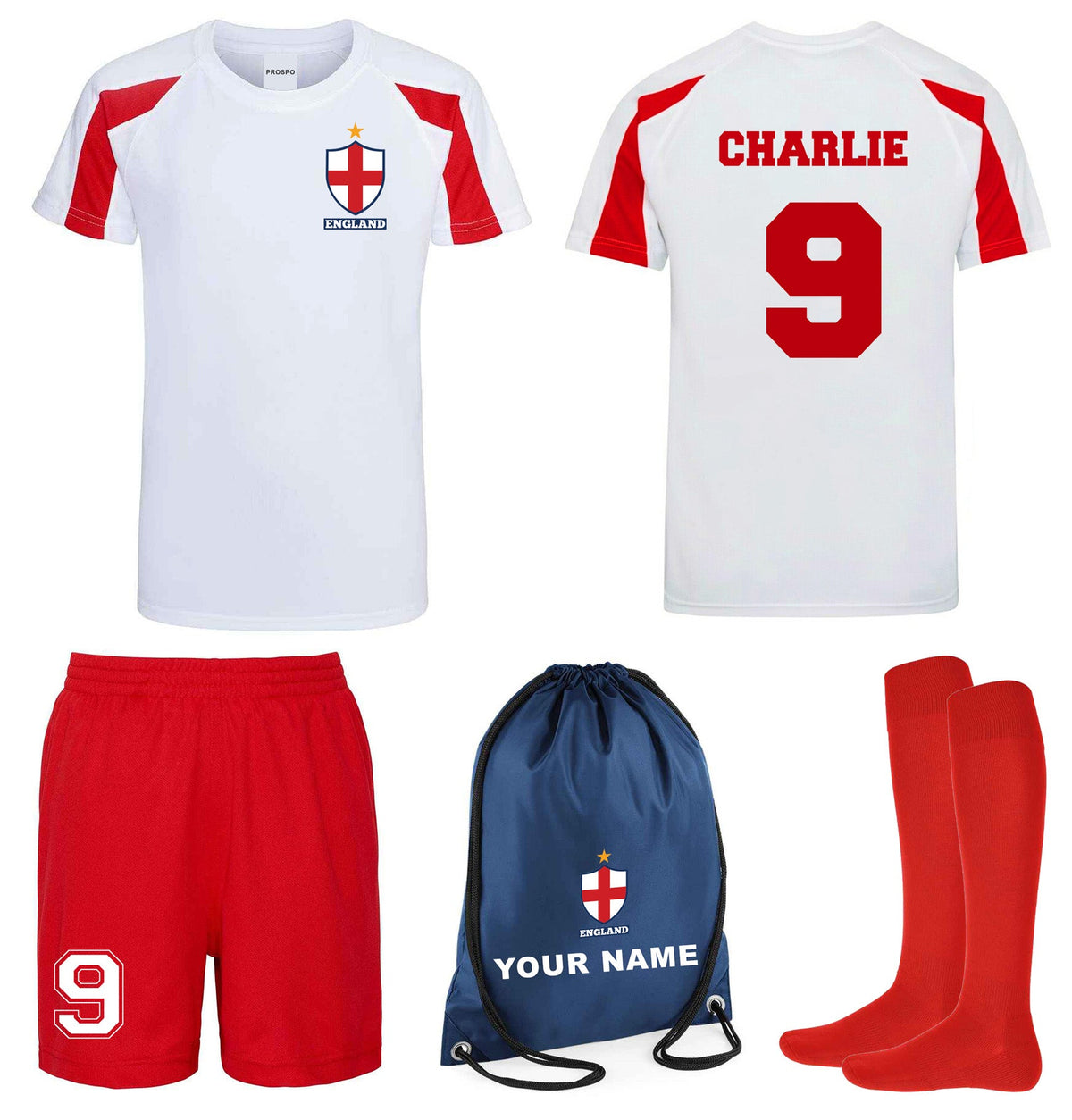 Children Personalised England Flag Badge Football Kits