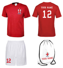 Children Personalised England Flag Badge Style Football Sports Kits