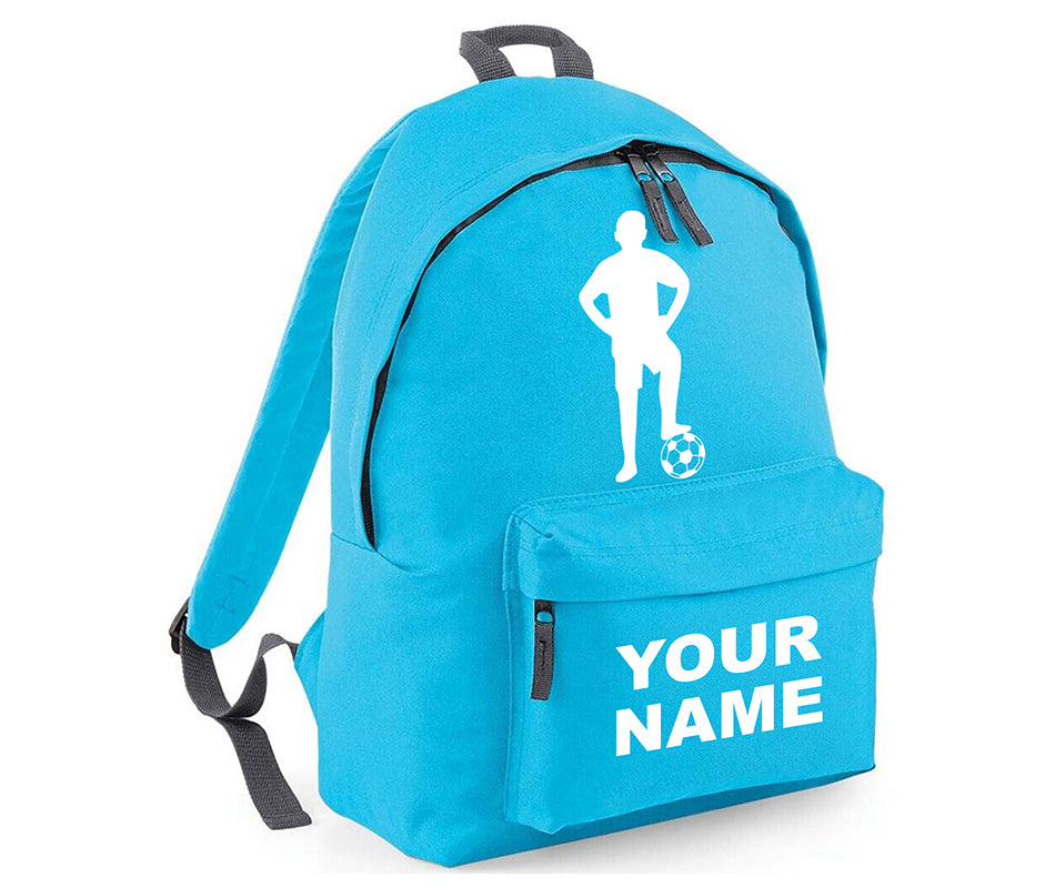 Personalised Football Player School Backpack Bag Kids Any Name Text Girls Boys Rucksack Casual and Travel Bag PE Kit