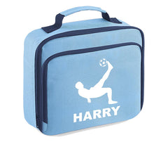 Personalised Football Player Lunch Bag Boys School Insulated Any Name Kids Snack Box