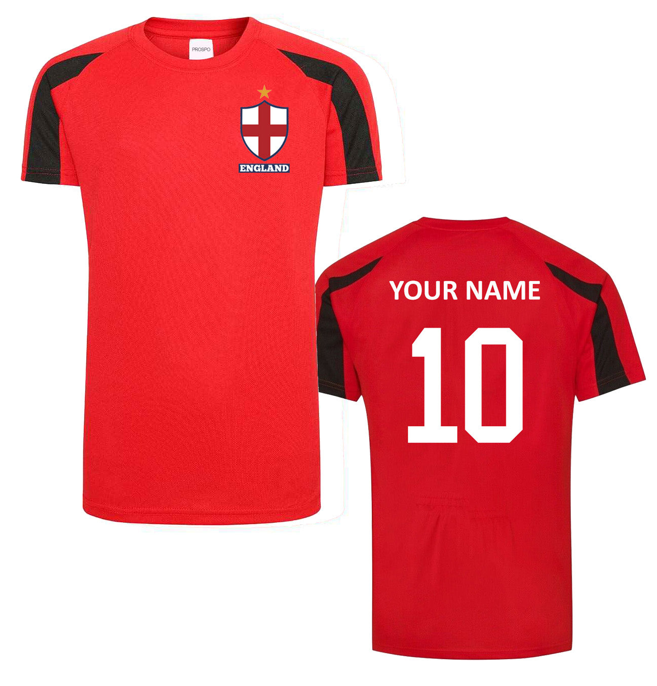 Children Personalised England Flag Badge Football Shirts and Shorts