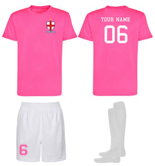 Personalised England Style Kit Football Shirt, Shorts and Socks for Girls Best Birthday Gift for Children