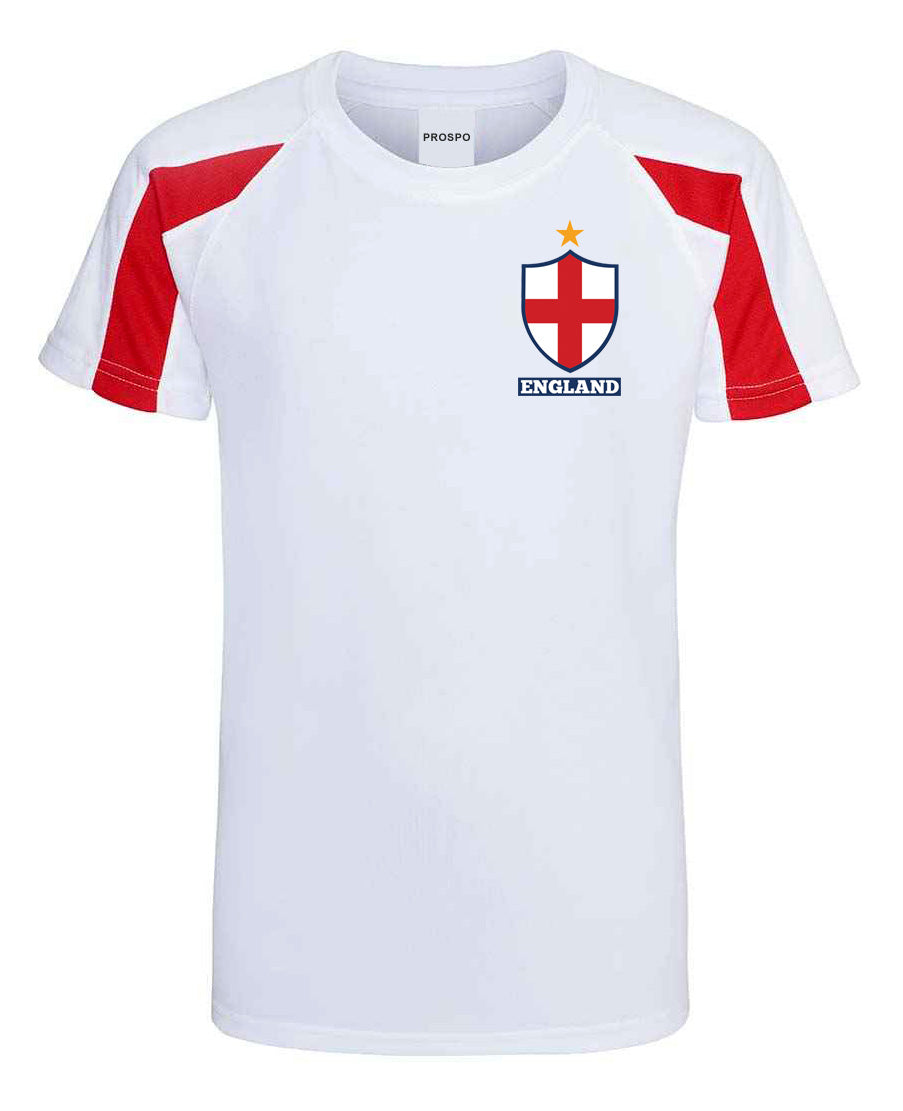 Children Personalised England Flag Badge Football Shirts