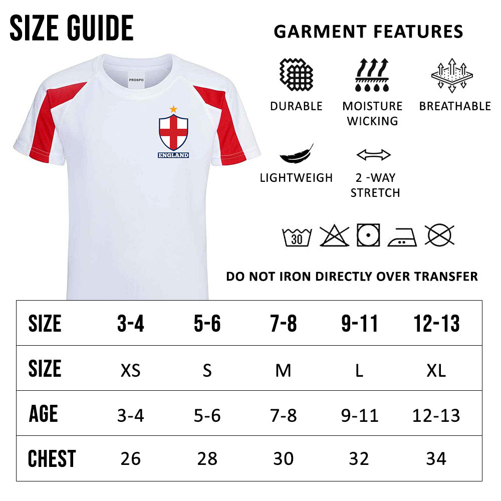 Children Personalised England Flag Badge Football Sports Kits