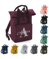 Personalised with Initial name Twin Handle Roll-Top Backpack