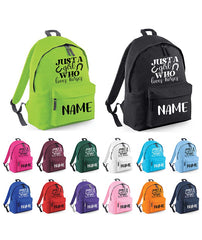 Personalised Equestrian School Backpack Bag Any Name Text Kids PE Kit Girls Boys Gift