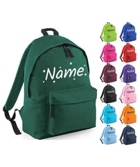 Personalised School Backpack Bag Stars Any Name Text Kids PE Kit Girls Boys Gift