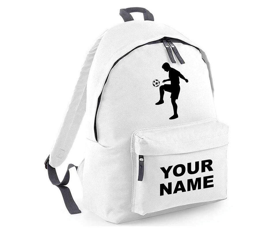 Personalised Football Player School Backpack Bag Kids Any Name Text Girls Boys Rucksack Casual and Travel Bag PE Kit