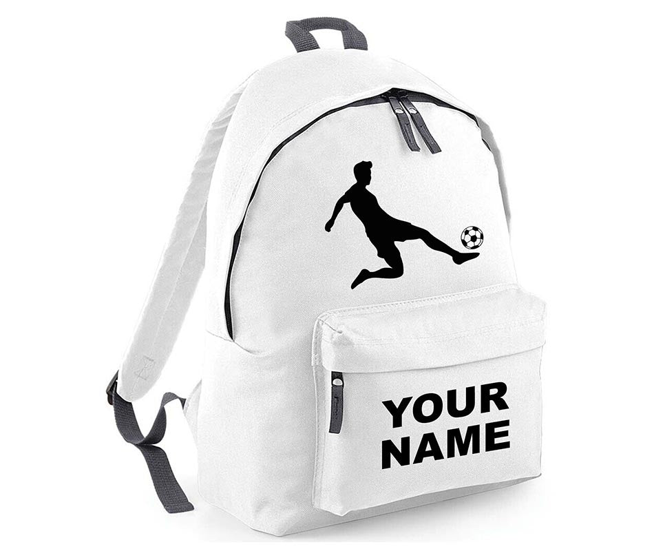 Personalised Football Player School Backpack Bag Kids Any Name Text Girls Boys Rucksack Casual and Travel Bag PE Kit