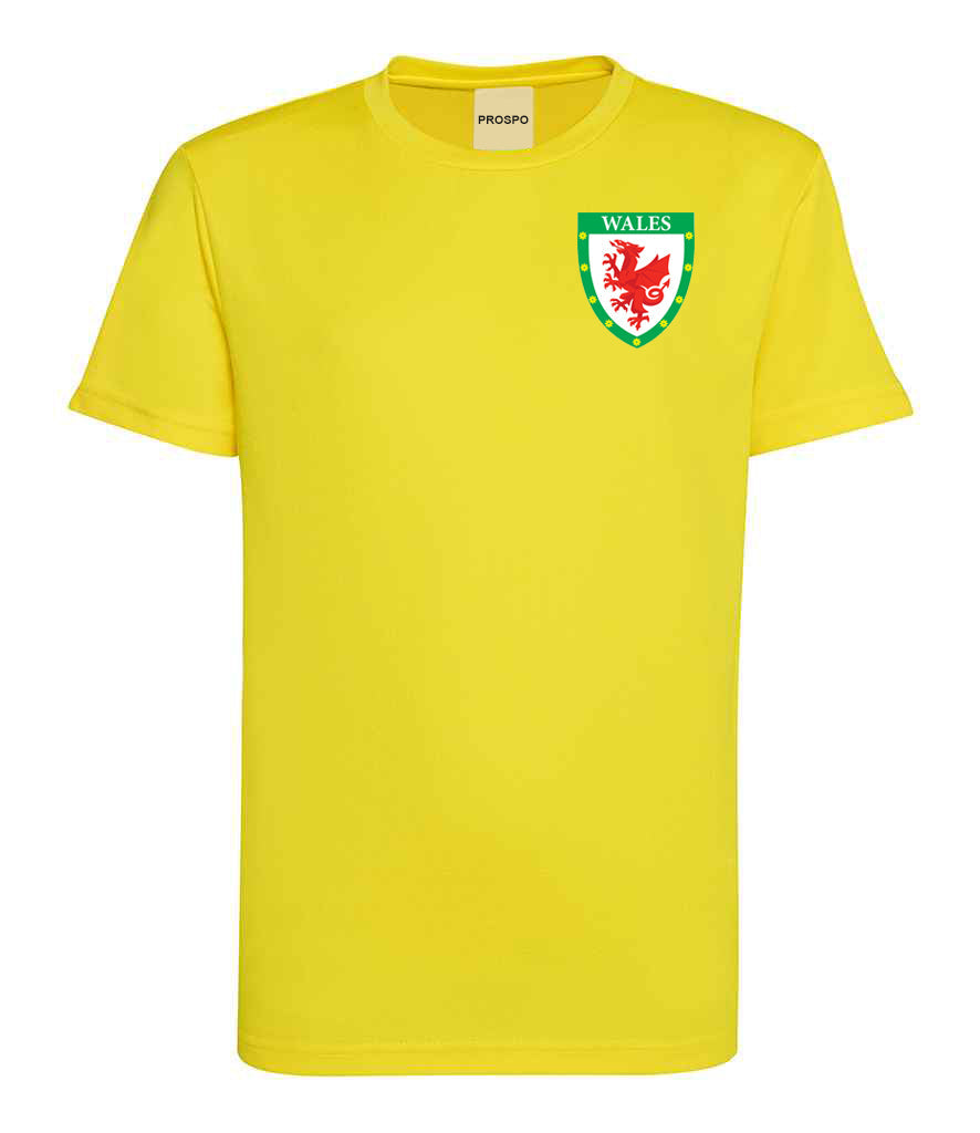 Personalised Wales Style Football Kits Yellow & Green Customised Shirts and Shorts