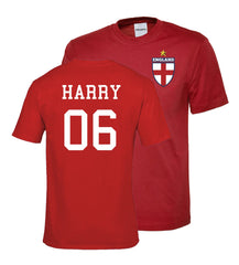 Personalised England Flag Badge Football Shirt Kids with Your Name &amp; Number