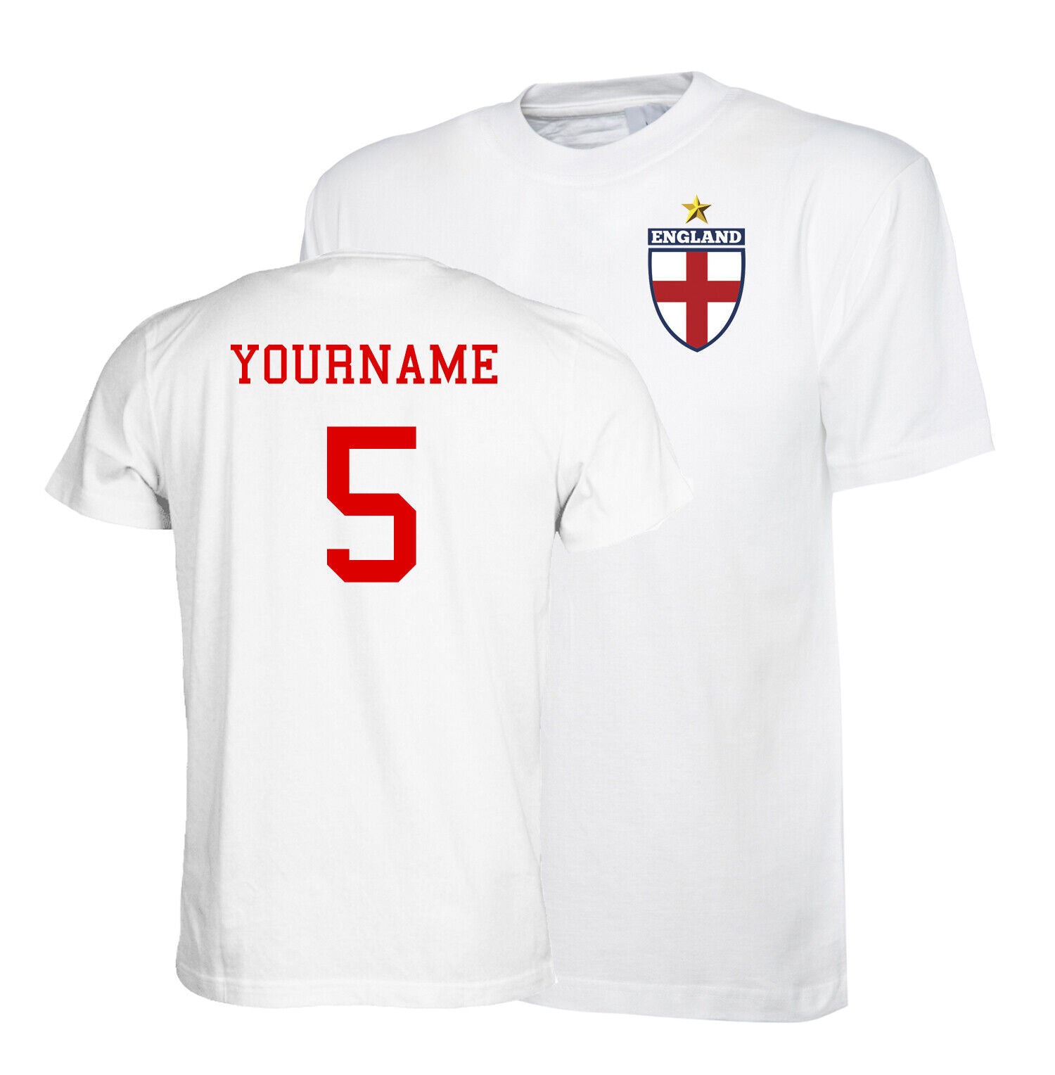 Personalised England Flag Badge Football Shirt Kids with Your Name &amp; Number